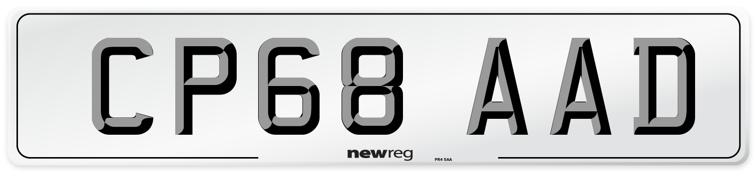 CP68 AAD Number Plate from New Reg